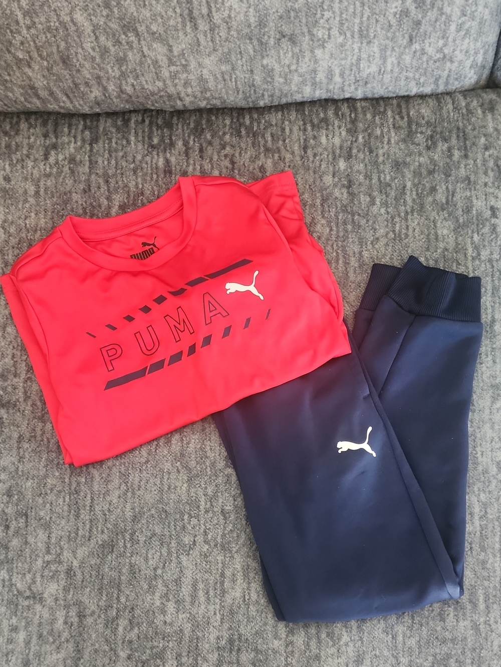 Puma Red Tee with Navy Joggers Set